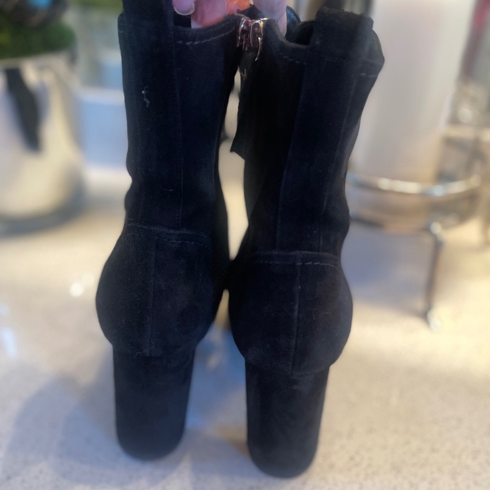 M.Gemi Annata Black Suede High Heeled Boot Lace Up Ankle Booties - Picture 5 of 15